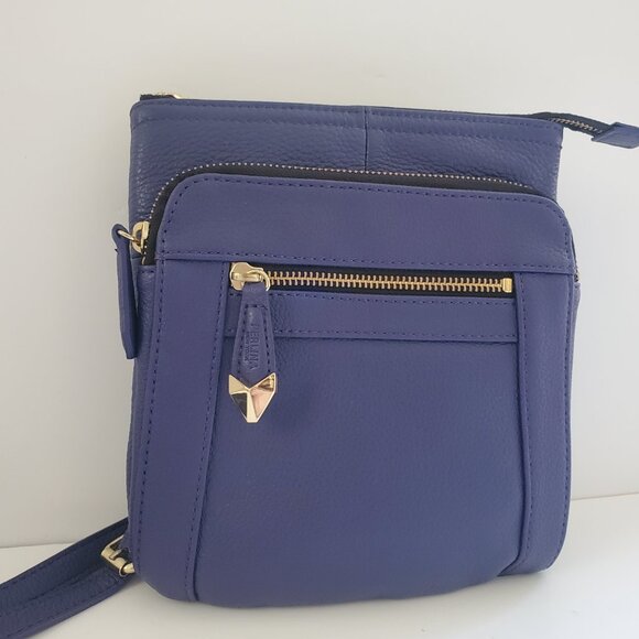 PERLI NEW YORK Purple Leather Crossbody Bag Pebbled GREAT CONDITION LIKE NEW - Picture 5 of 13